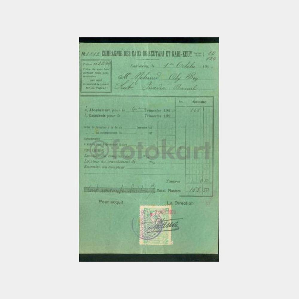 1920 Üsküdar ve Kadıköy Su Şirketi Faturası