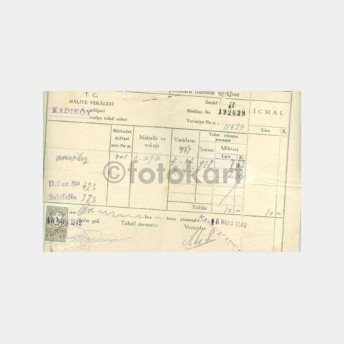 1942 Kadıköy Maliye Şb Gelir Makbuzu