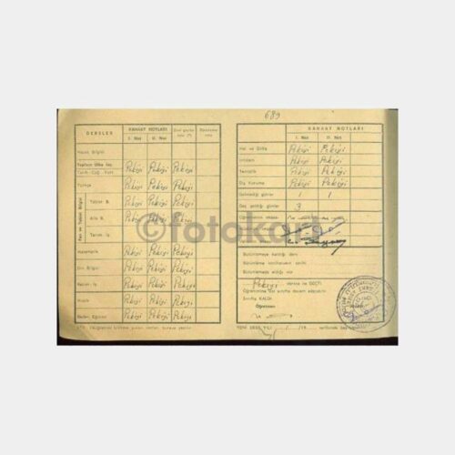 1967 Kadıköy İlhami Ahmet Örnekal Okul Karnesi