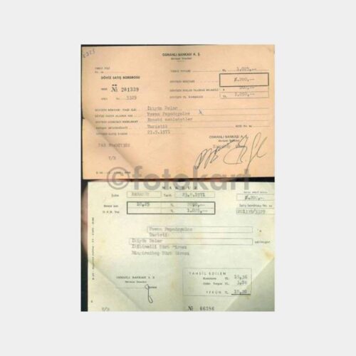 1971 Osmanlı Bankası 2 Adet Makbuz