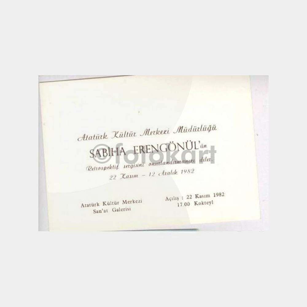 1982 Ressam Sabiha Erengönül Sergi Davetiyesi