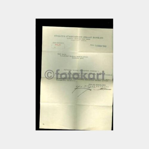 1940 Ziraat Bankası Genel Müdürlük Yazısı