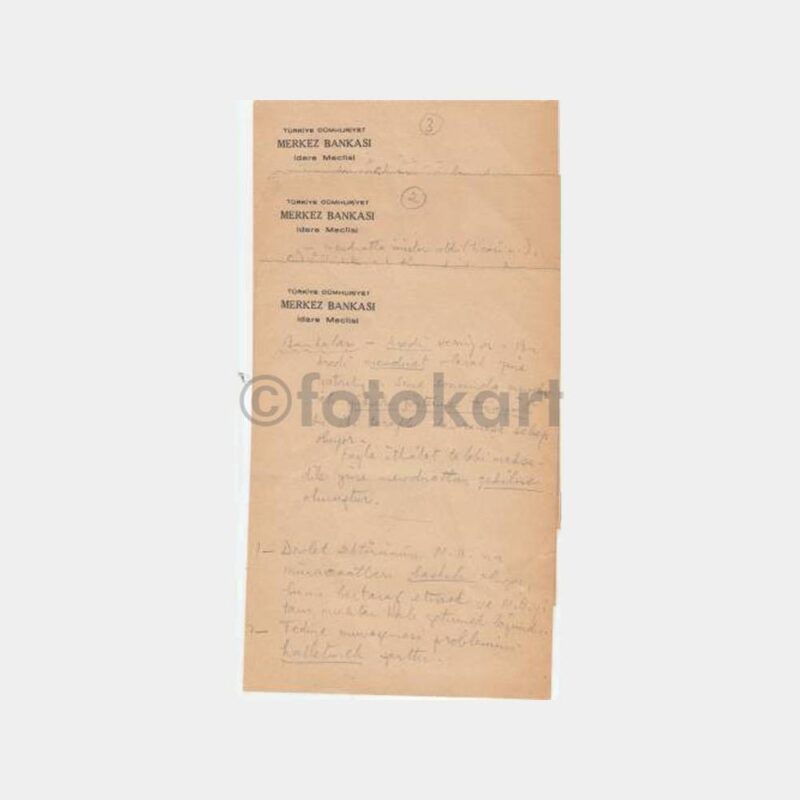 1956 Merkez Bankası 3 Adet Not Sayfası