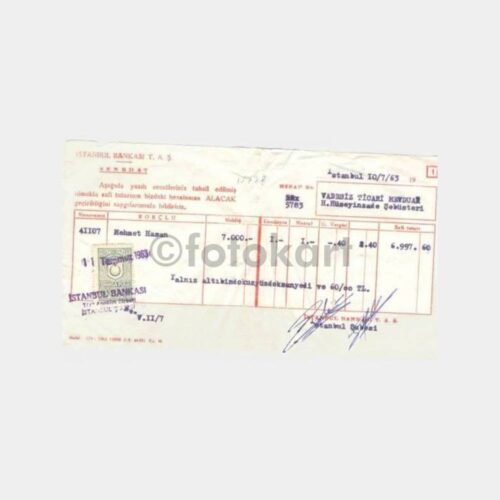 1963 İstanbul Bankası Dekontu