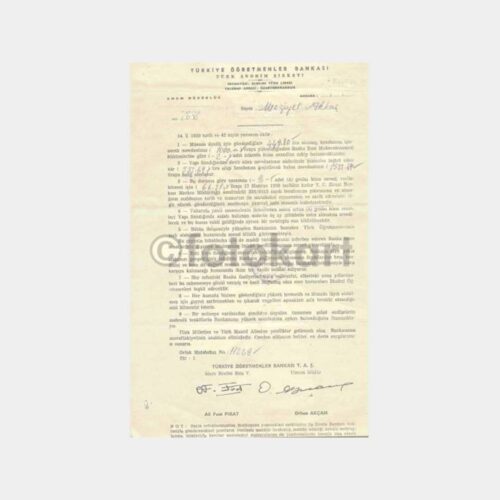 1959 T. Öğretmenler Bankası Hisse Mektubu