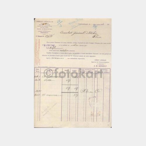 1913 İstanbul Credit Lyonnais Banka Ekstresi