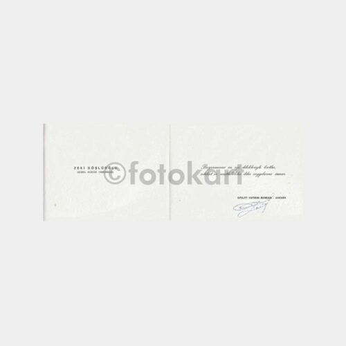 1970 Devlet Yatırım Bankası -Zeki Döşlüoğlu- Tebrik Kartı