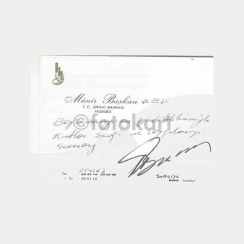 T.C. Ziraat Bankası Suadiye Şb. Münir Başkan Tebrik Kartı