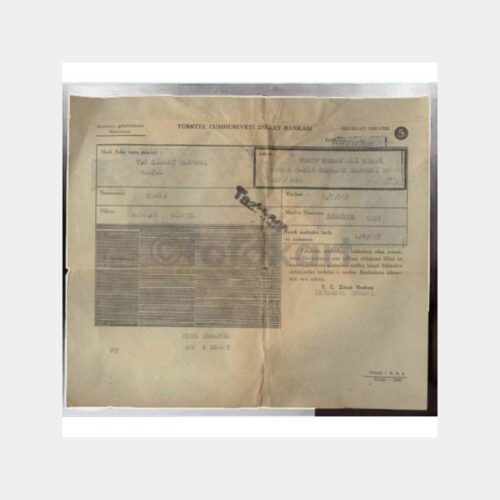 1957 T.C. Ziraat Bankası İstanbul Şb. Dekont