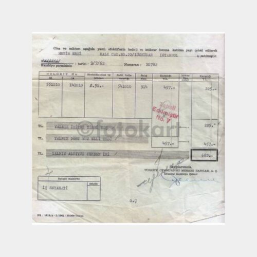1962 Merkez Bankası Döviz Alım Makbuzu