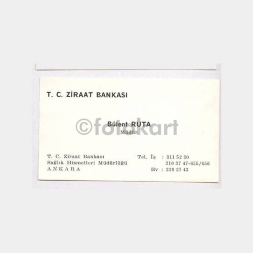 Ziraat Bankası Sağlık İşleri -Bülent Ruta- Kartvizit