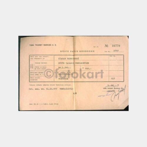 1977 T. Ticaret Bankası 2 Adet Makbuzu