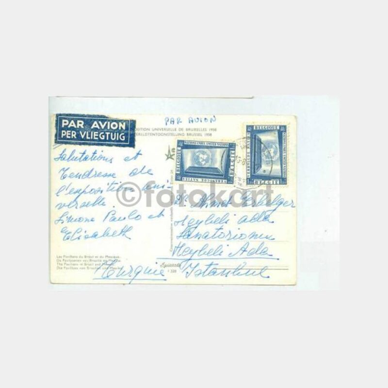 1958 Brüksel Fuarı Heybeliada Sanatoryum Damgalı Kartpostal - Görsel 2
