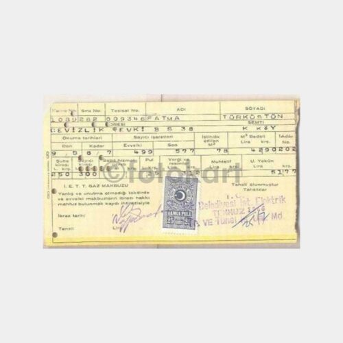 1966 Kadıköy Hasanpaşa Havagazı Faturası