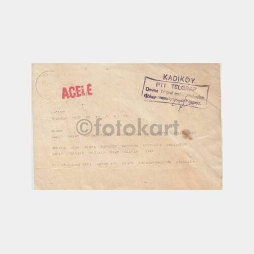 1973 Kadıköy PTT Telgraf Kağıdı