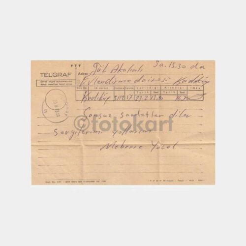 1973 Kadıköy Damgalı Telgraf Kağıdı