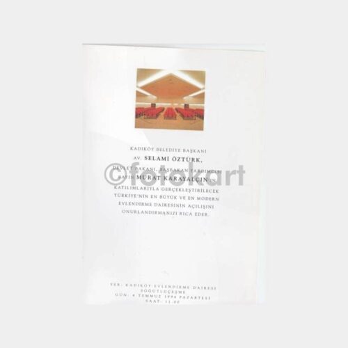 1994 Kadıköy Evlendirme Dairesi Açılış Davetiyesi