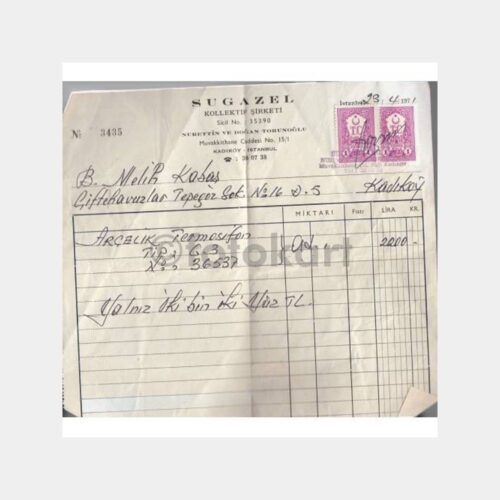 1971 Kadıköy Sugazel Termosifon Faturası