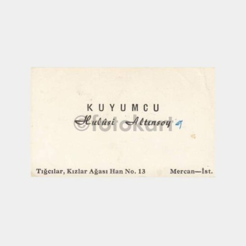 1958 İstanbul Mercan Kuyumcu Kartvizit