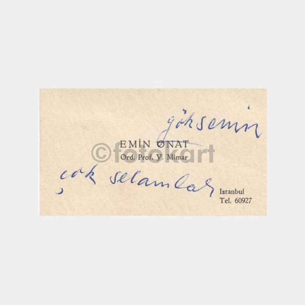 Ord. Prof. Y. Mimar Emin Onat Kartvizit