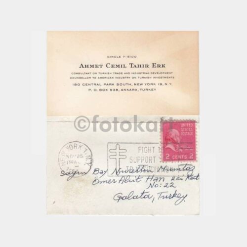 1954 Ahmet Cemil Yazılı Kartvizit