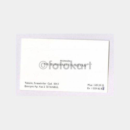 Prof. Dr. Burhanettin Noyan Kartvizit