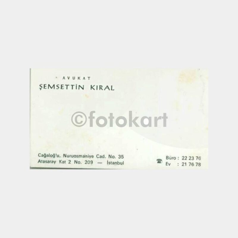 1960 Avukat Şemşettin Kıral Kartvizit