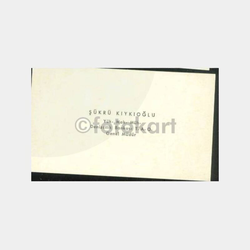1969 Şükrü Kıykıoğlu Denizcilik Bankası Kartvizit