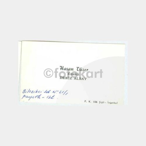 1969 Hasan Tüzer - Em. Deniz Albay Kartvizit