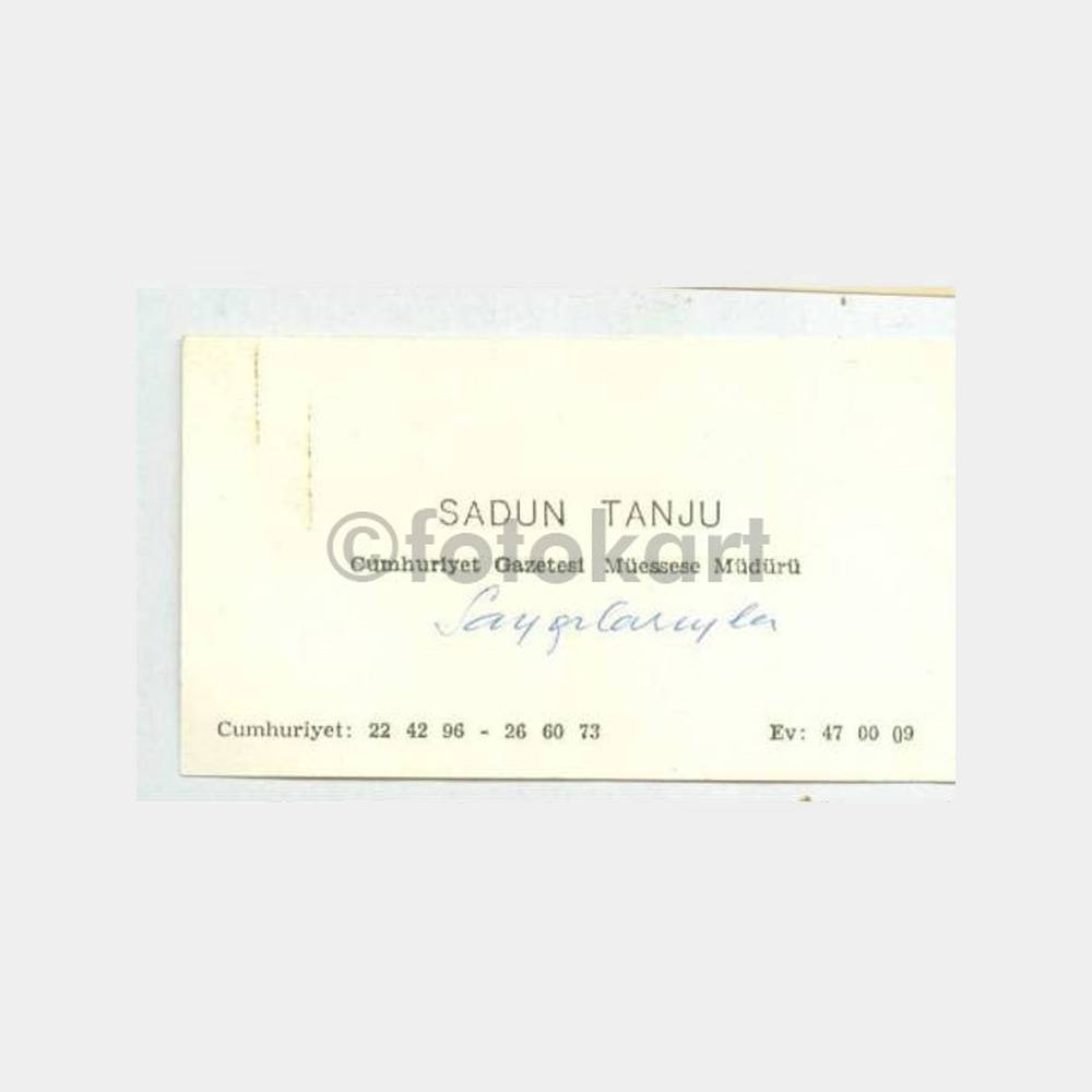 1968 Cumhuriyet Gazetesi -Sadun Tanju- Kartvizit
