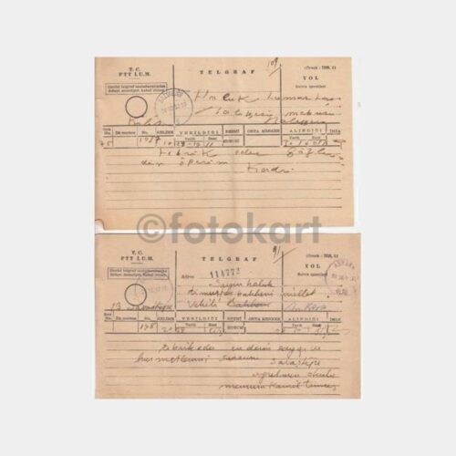 1957 Balıkesir Damgalı Meclis Adresli 2 Adet Telgraf