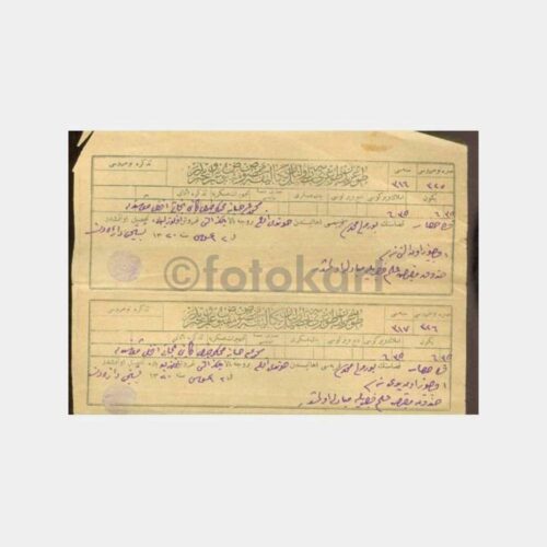 1904 Osmanlı 2 Adet Arazi Vergisi Makbuzu