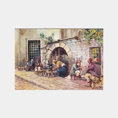 Osmanlı Kahvehane Reprodüksiyon Tebrik Kartı