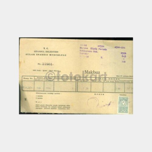 1962 İstanbul Üsküdar Su Faturası