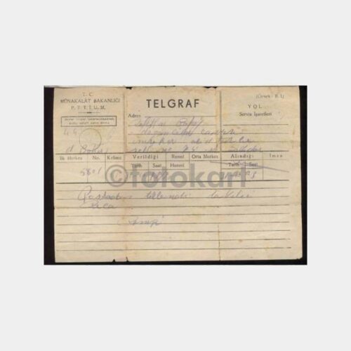 1944 Üsküdar Varışlı Telgraf Kağıdı
