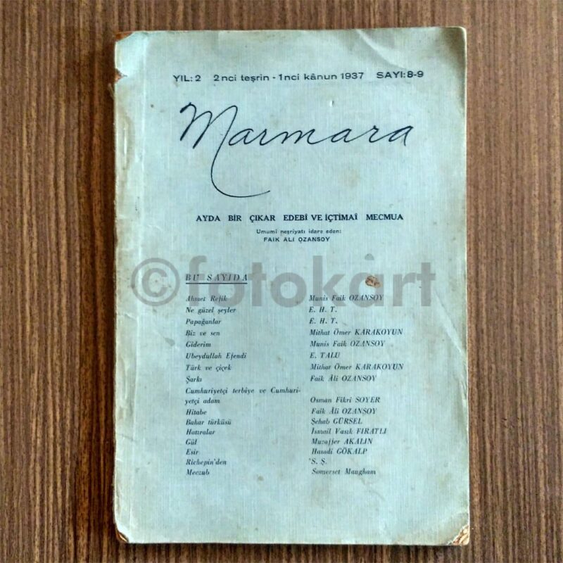 Marmara Edebiyat Mecmuası, 1937 Sayı: 8-9