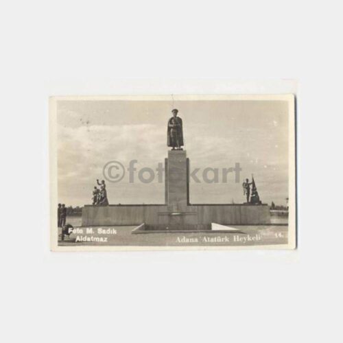 1940 Adana Atatürk Heykeli Damgalı Kartpostal