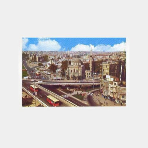 İstanbul Aksaray Üst Geçit ve Valide Camii Görünüş Kartpostal