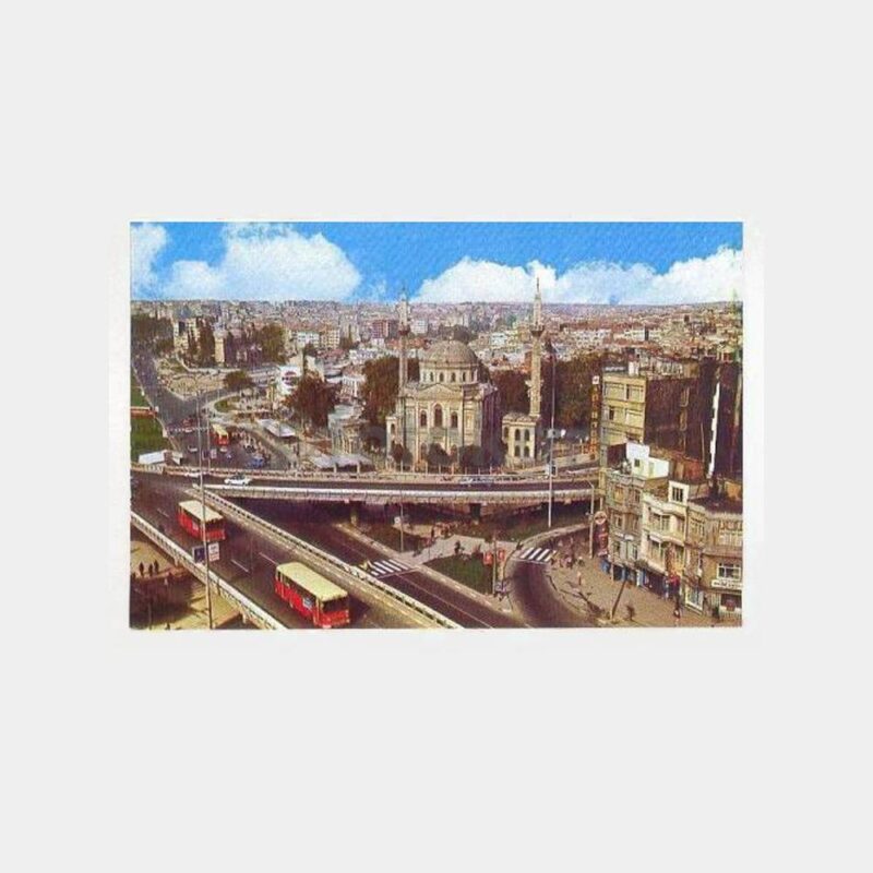 İstanbul Aksaray Üst Geçit ve Valide Camii Görünüş Kartpostal