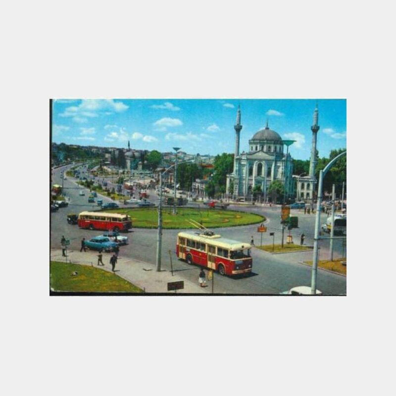 1970 Aksaray Meydanı Troleybüs Konulu Kartpostal