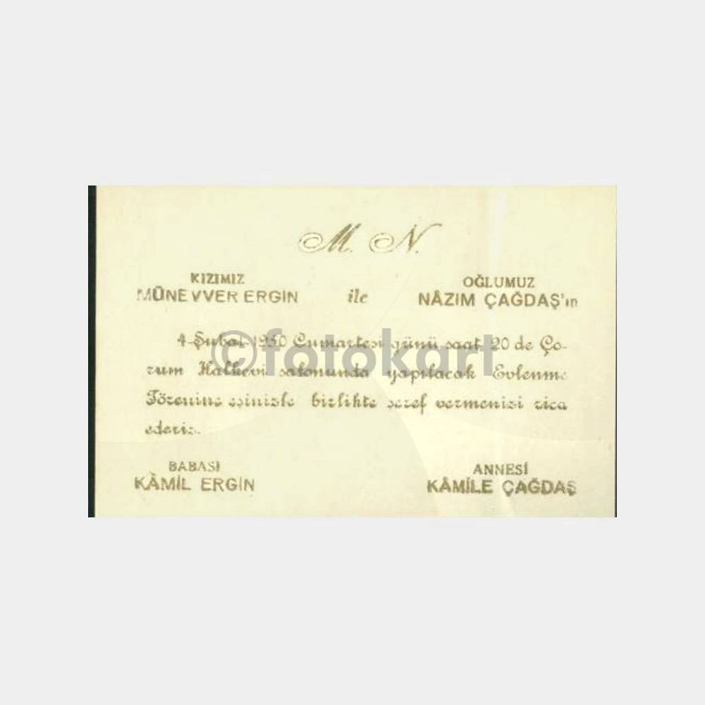 1950 Çorum Halkevi Davetiye