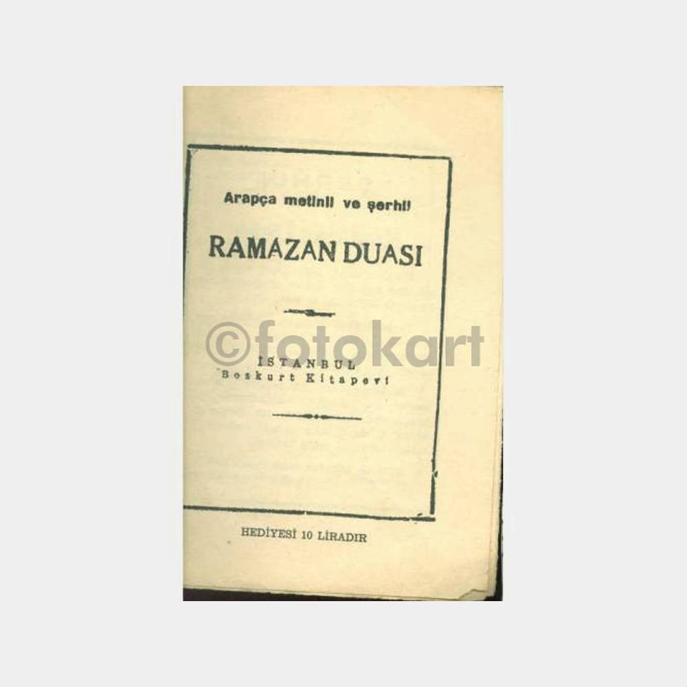1960 Ramazan Duası -İst. Bozkurt Matbaası-