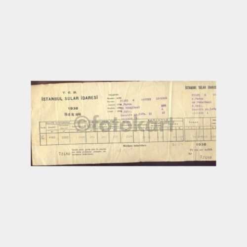 1938 İstanbul Sular İdaresi Su Makbuzu