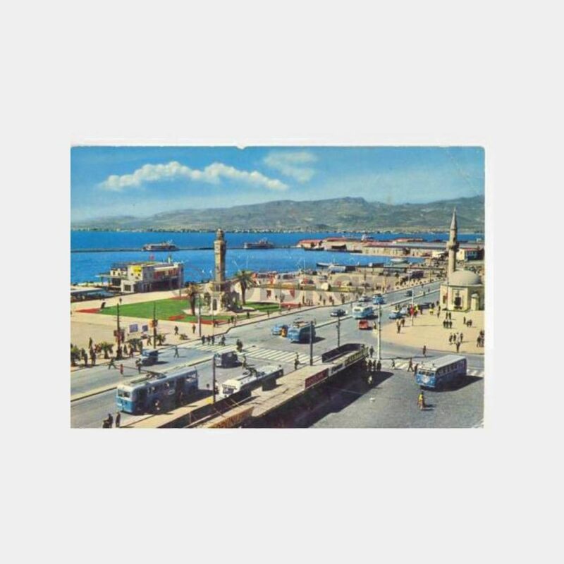 İzmir Konak Meydanı Otobüsler Kartpostal