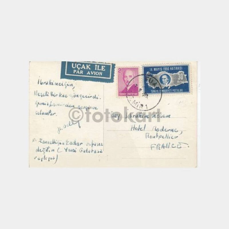 1950 İzmir Fuar Damgalı Kordon Otobüs Kartpostal - Görsel 2