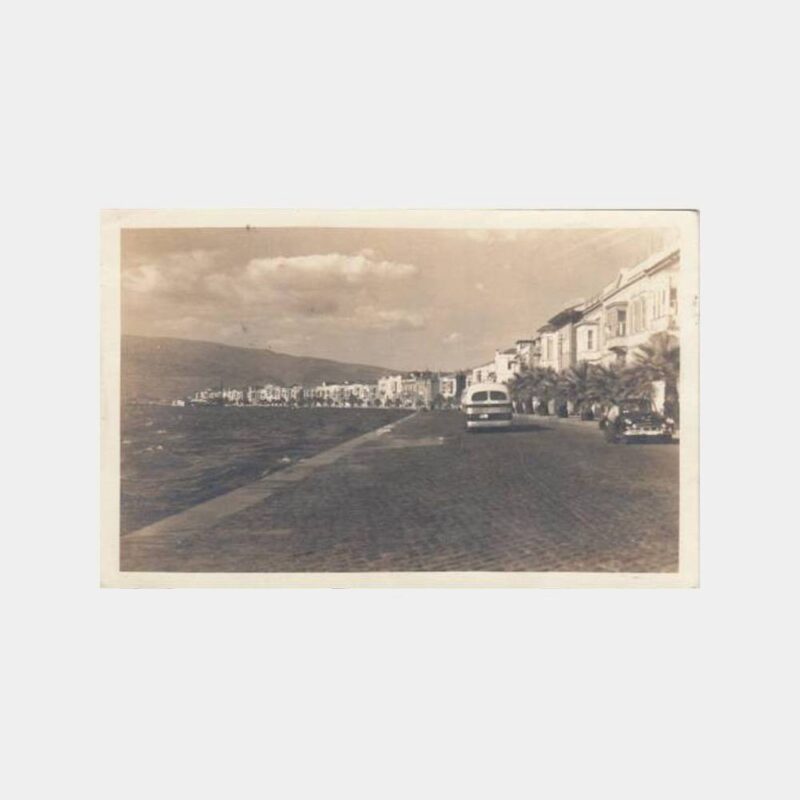 1950 İzmir Fuar Damgalı Kordon Otobüs Kartpostal