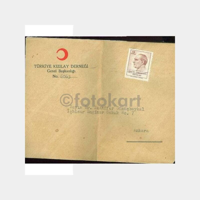 1965 Kızılay Derneği Konulu Yazı ve Zarfı