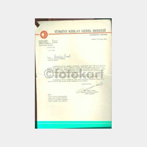 1984 Türkiye Kızılay Genel Merkezi Yazısı