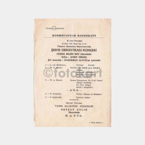 1953 Şehir Orkestrası Konser Programı
