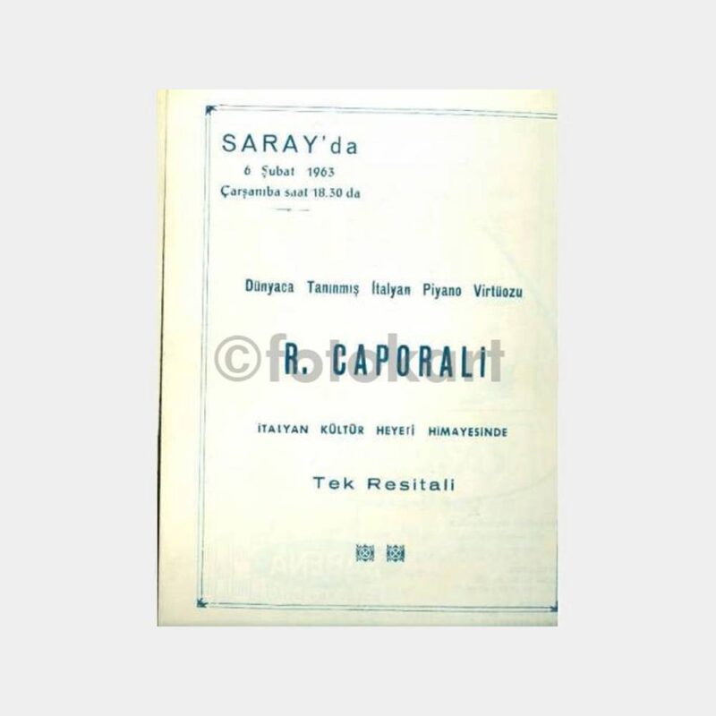 1963 Saray Konser - R. Caporali Piyano Resitali Program